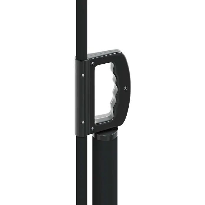 vidaXL Ausziehbare Markise Grau 120 x 500 cm Polyester -  - Schwarzer ergonomischer Griff an einer vertikalen Stange, mit Schrauben befestigt.