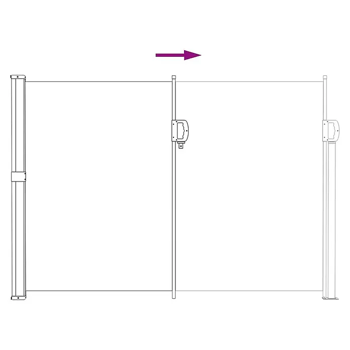vidaXL Ausziehbare Markise Grau 120 x 500 cm Polyester -  - Weißes ausziehbares Seitenmarkise, teilweise ausgefahren, mit Griff am beweglichen Pfosten.