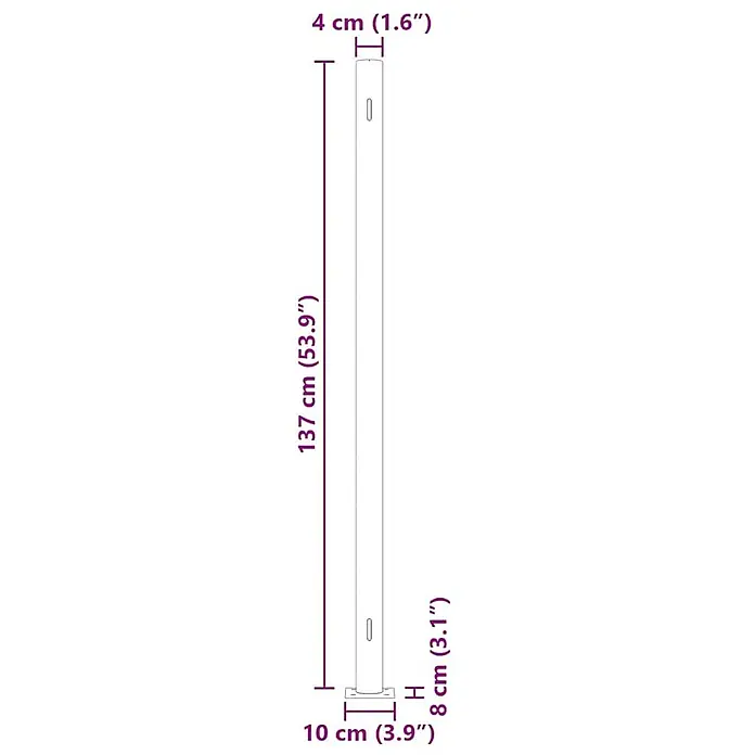 VidaXL Klemmmarkise - Grau, Breite: 6 m, Ausfall: 6 m - Weißer rechteckiger Pfosten, 137 cm (53,9") hoch, 4 cm (1,6") breit, mit einem 10x8 cm (3,9x3,1") Sockel.