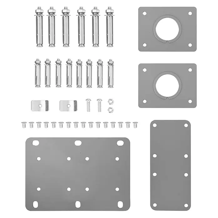 vidaXL Ausziehbare Seitenmarkise 160x600 cm Creme -  - Silberfarbenes Metall-Montageset mit Ankern, Schrauben, Muttern und verschiedenen flachen Platten.
