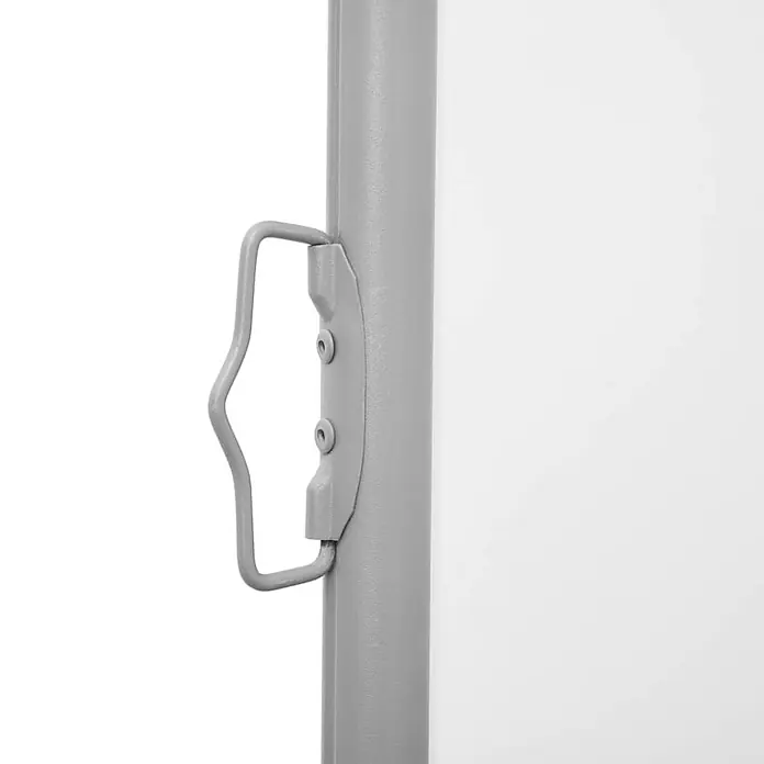 vidaXL Ausziehbare Seitenmarkise 160x600 cm Creme -  - Grauer Metallhaken an einer grauen Stange befestigt.