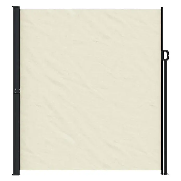 vidaXL Seitenmarkise Ausziehbar Creme 220x600 cm -  - Cremefarbene ausziehbare Seitenmarkise mit schwarzem Metallrahmen.