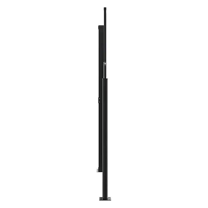 vidaXL Seitenmarkise Ausziehbar Anthrazit 180x1200 cm -  - Schwarze höhenverstellbare Stützsäule mit rechteckiger Seitenhalterung und flachem Sockel.