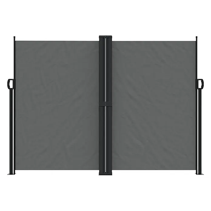 vidaXL Seitenmarkise Ausziehbar Anthrazit 180x1200 cm -  - Grauer, ausziehbarer Sichtschutz mit zwei Paneelen und schwarzen Stützstangen.