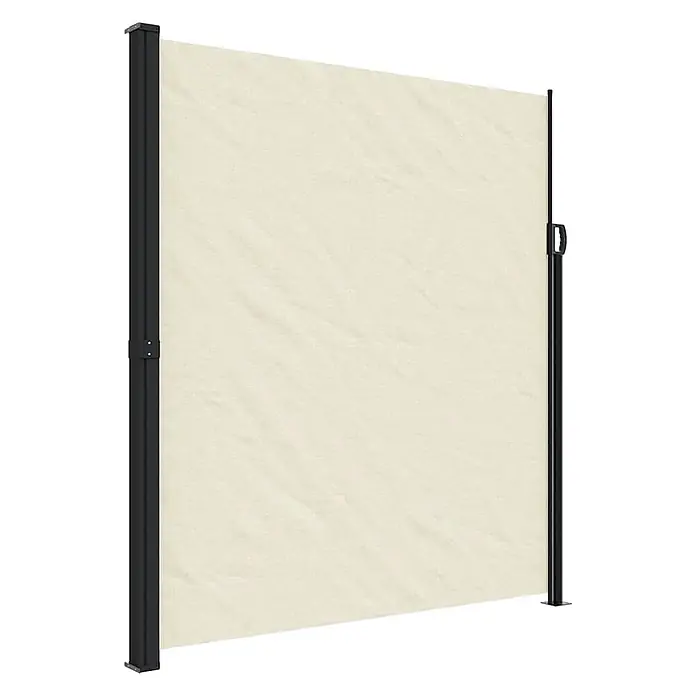 vidaXL Seitenmarkise Ausziehbar Creme 220x600 cm -  - Cremefarbener ausziehbarer Seitenmarkise mit schwarzem Gestell, ausgefahren für Sicht- oder Windschutz.