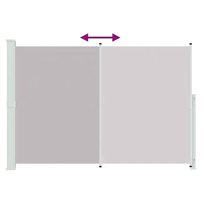 vidaXL Seitenmarkise Grau 300 x 200 cm Stoff -  - Hellgraue ausziehbare Seitenmarkise, zwischen zwei Pfosten gespannt, mit einstellbarer Breite.