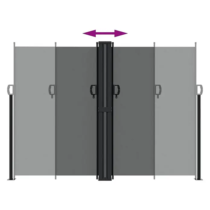 vidaXL Seitenmarkise Ausziehbar Anthrazit 180x1200 cm -  - Grauer, doppelseitiger, ausziehbarer Sichtschutz mit schwarzem Metallrahmen, beidseitig ausziehbar für Privatsphäre.