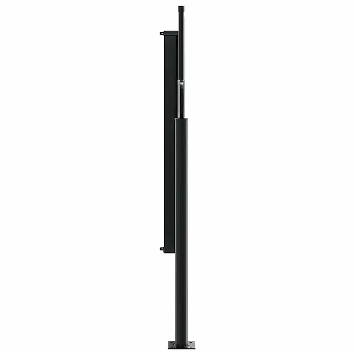 vidaXL Seitenmarkise Ausziehbar Creme 120x500 cm -  - Schwarzer Metallpfosten mit Gehäuse für Seitenmarkise, silbernem Hydraulikmechanismus und quadratischer Basis.