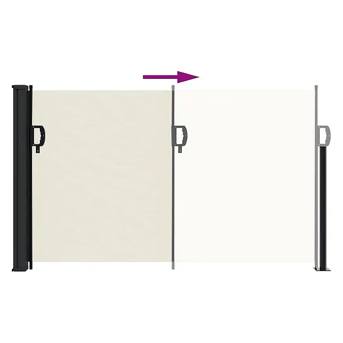 vidaXL Seitenmarkise Ausziehbar Creme 120x500 cm -  - Creme-farbene ausziehbare Seitenmarkise wird ausgefahren. Mit schwarzem Gestell und Griff für Sicht- oder Windschutz.