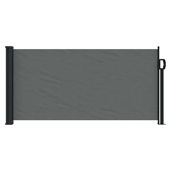 vidaXL einziehbare Seitenmarkise Anthrazit 300 x 100 cm Polyester -  - Dunkelgraue ausziehbare Seitenmarkise mit schwarzen Pfosten, für Sichtschutz ausgefahren.