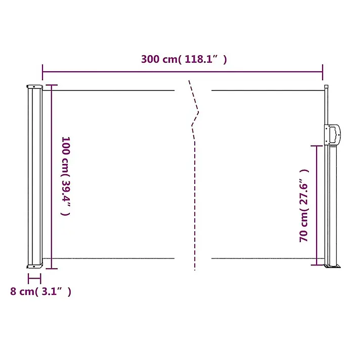 vidaXL einziehbare Seitenmarkise Anthrazit 300 x 100 cm Polyester -  - Maße einer ausziehbaren Seitenmarkise: 300 cm Breite, 100 cm Haupthöhe, 70 cm Fangpfostenhöhe, 8 cm Basisbreite.