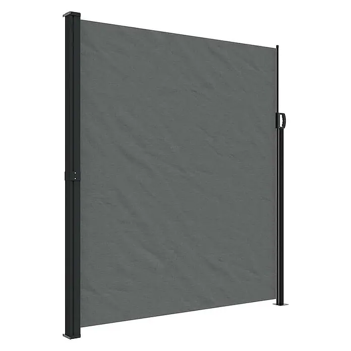 vidaXL einziehbare Seitenmarkise Anthrazit 300 x 220 cm Polyester -  - Dunkelgrauer ausziehbarer Sichtschutz mit schwarzem Rahmen und Pfosten.