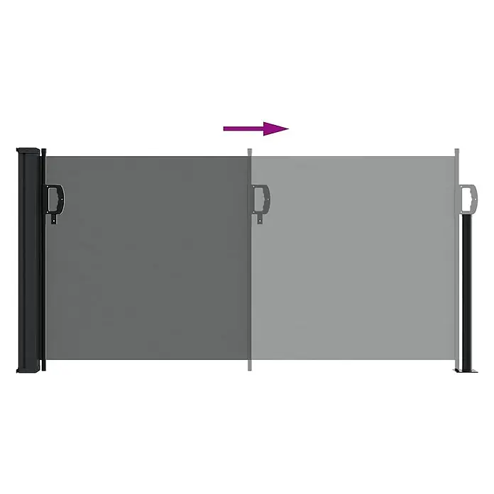 vidaXL einziehbare Seitenmarkise Anthrazit 300 x 100 cm Polyester -  - Dunkelgraue ausziehbare Seitenmarkise, teilweise ausgezogen mit schwarzem Griff und Pfosten.