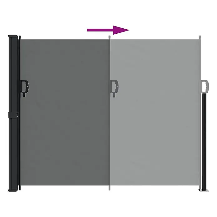 vidaXL einziehbare Seitenmarkise Anthrazit 300 x 160 cm Polyester -  - Dunkelgraue ausziehbare Seitenmarkise mit schwarzem Rahmen, teilweise ausgezogen zur Funktionsdarstellung.