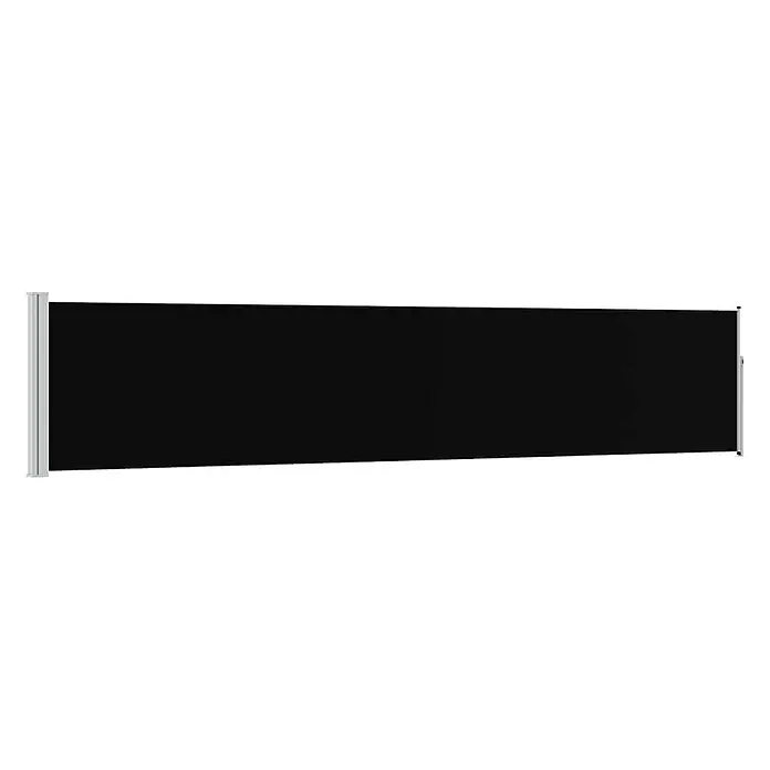 vidaXL Seitenmarkise Schwarz 500 x 500 x 100 cm Stoff -  - Schwarze ausziehbare Seitenmarkise mit hellgrauen Pfosten.