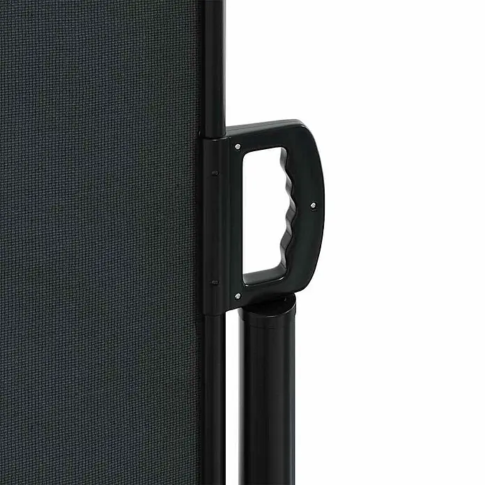 vidaXL ausziehbare Seitenmarkise Schwarz 300 x 100 cm Polyester -  - Dunkelgrauer ausziehbarer Sichtschutz mit schwarzem ergonomischem Griff und Stützstange.