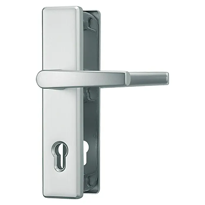Abus Schutzbeschlag HLN 414 - Hauseingangstür, Stärke Tür: 52 mm - 67 mm, Drücker beidseitig - Silberner Türgriff mit Schloss für Innentüren. Er ist elegant und leicht zu montieren und eine optimale Ergänzung für jeden Raum.