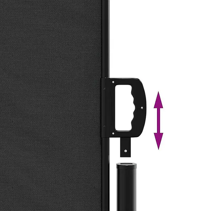 vidaXL ausziehbare Seitenmarkise Schwarz 300 x 100 cm Polyester -  - Schwarzer ausziehbarer Sichtschutz mit verstellbarem schwarzem Griff und Montagepfosten.