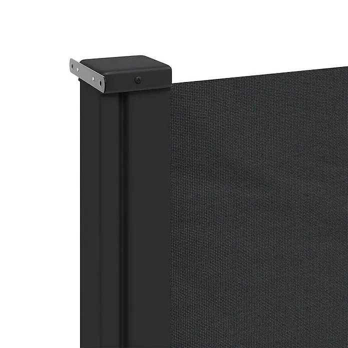 vidaXL Seitenmarkise Ausziehbar Schwarz 200x300 cm -  - Dunkelgraue ausziehbare Seitenmarkise mit Metallpfosten und Netzgewebe.
