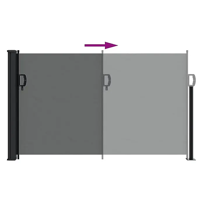 vidaXL einziehbare Seitenmarkise Anthrazit 300 x 117 cm Polyester -  - Ausziehbare Seitenmarkise mit dunkelgrauem Gehäuse, die ihren ausgefahrenen grauen Sichtschutz zeigt.