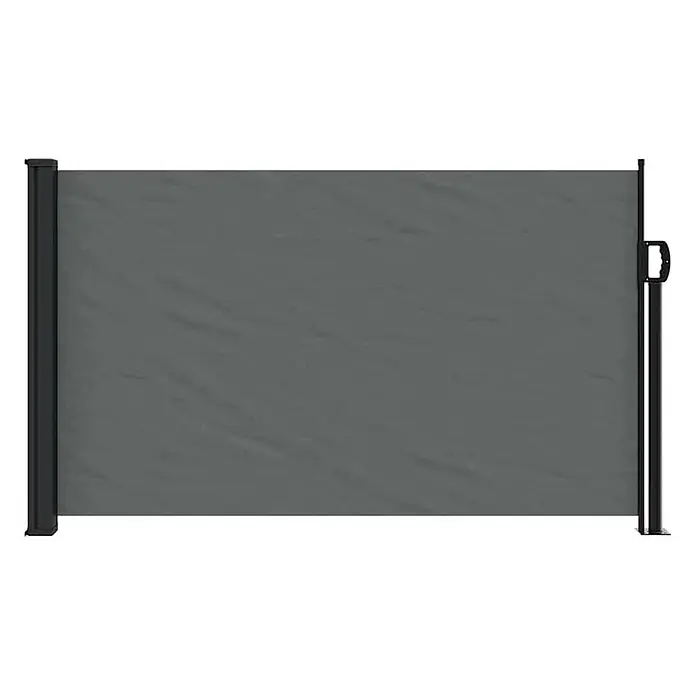 vidaXL einziehbare Seitenmarkise Anthrazit 300 x 117 cm Polyester -  - Ausgezogener, dunkelgrauer, ausziehbarer Sichtschutz mit schwarzen Pfosten.