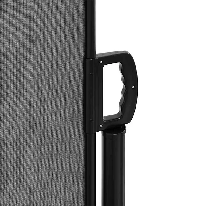 vidaXL einziehbare Seitenmarkise Anthrazit 500 x 140 cm Polyester -  - Schwarzer Griff und Stange eines grauen, ausziehbaren Sicherheitsgitters.