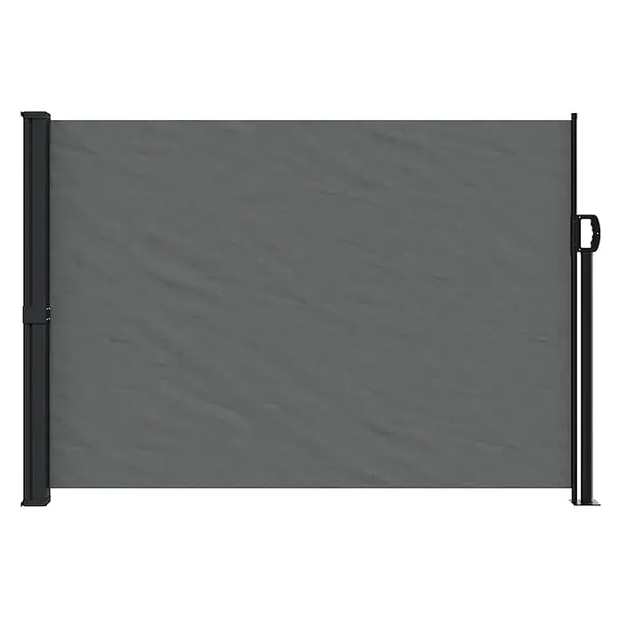 VidaXL Klemmmarkise - Anthracite, Breite: 6 m - Graue, ausziehbare Seitenmarkise mit schwarzen Metallpfosten und Griff.