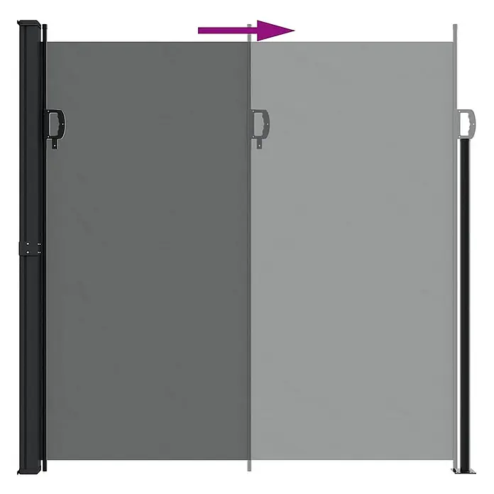 vidaXL einziehbare Seitenmarkise Anthrazit 300 x 200 cm Polyester -  - Graue ausziehbare Seitenmarkise mit schwarzem Rahmen, ausgefahren dargestellt.