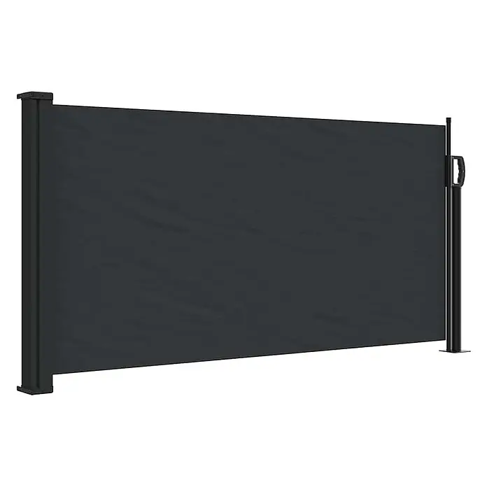 VidaXL Klemmmarkise - Schwarz, Breite: 5 m, Ausfall: 5 m - Dunkelgraue ausziehbare Seitenmarkise/Sichtschutz.