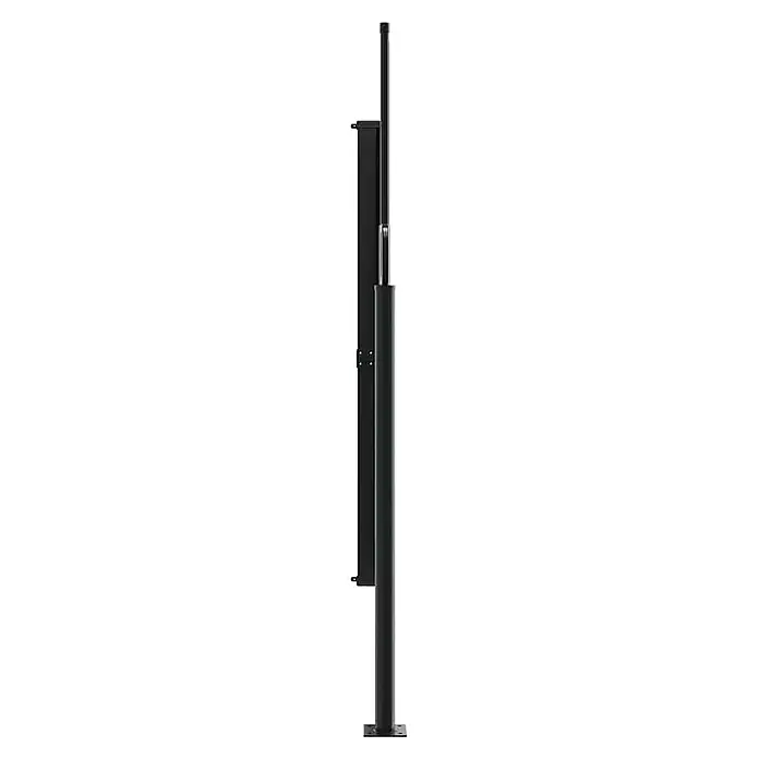 vidaXL Ausziehbare Seitenmarkise Polyester Anthrazit - 180 x 600 cm -  - Schwarze Teleskopstange mit seitlicher Halterung und stabilem Fuß.
