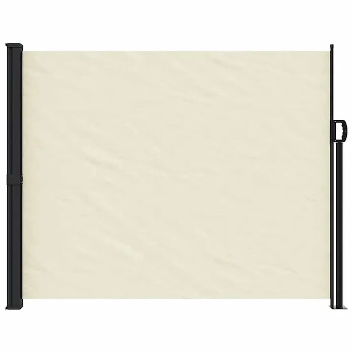 vidaXL Seitenmarkise Ausziehbar Creme 160x300 cm -  - Beigefarbene ausziehbare Seitenmarkise mit schwarzem Rahmen.