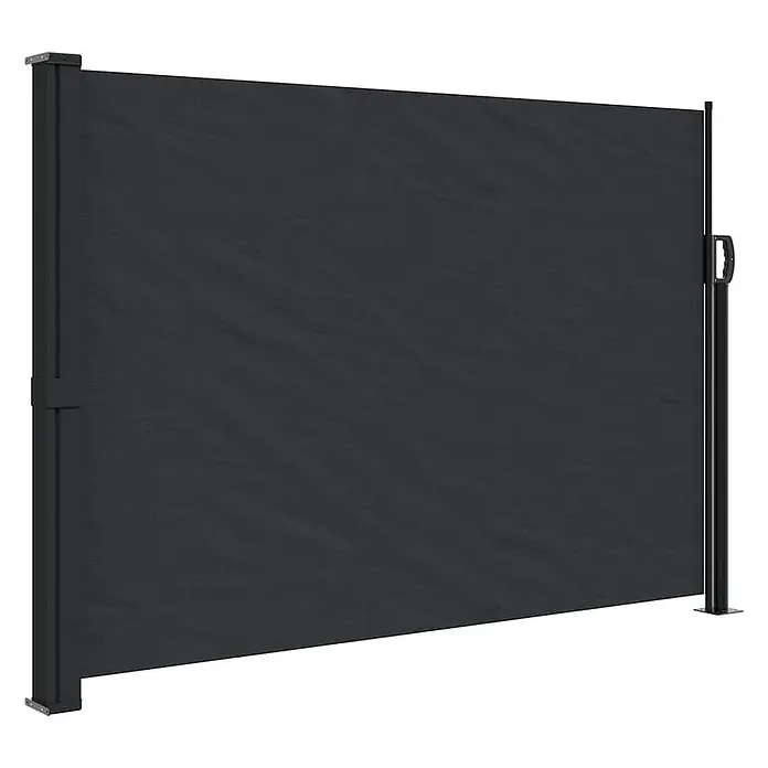 vidaXL Seitenmarkise Ausziehbar Schwarz 140x300 cm -  - Anthrazitfarbener ausziehbarer Sichtschutz mit schwarzem Rahmen.