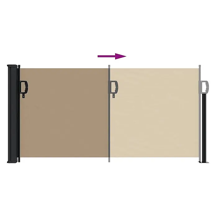 vidaXL ausziehbare Seitenmarkise Taupe 300 x 100 cm Polyester -  - Ausziehbare Seitenmarkise mit beigem Stoff und schwarzen Stangen, ausgefahren dargestellt.