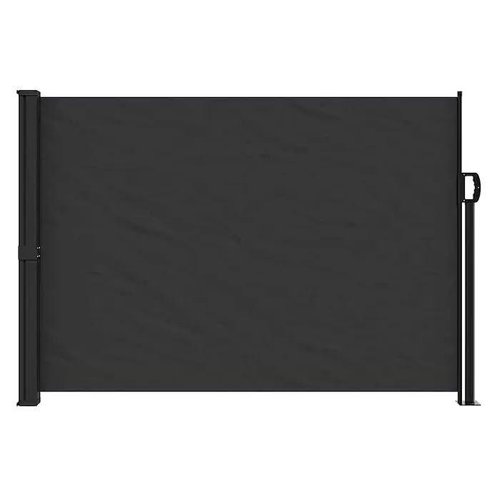 vidaXL Seitenmarkise Ausziehbar Schwarz 140x300 cm -  - Dunkelgraue ausziehbare Seitenmarkise mit je einem Pfosten pro Seite. Bietet Sicht- und Sonnenschutz.