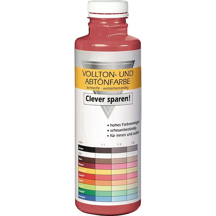 Bricoflor Vollton- & Abtönfarbe 500 ml Weinrot, innen und außen - dunkel-rot lila, Matt, 0,5 l, Wasserverdünnbar - Rote Vollton- und Abtönfarbe Flasche, lichtecht und wetterbeständig, mit Farbmischtabelle.