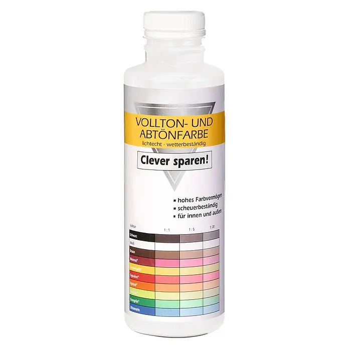 Bricoflor Vollton- & Abtönfarbe 500 ml Weiss, innen und außen - weiß, Matt, 0,5 l, Wasserverdünnbar - Weiße Kunststoffflasche mit Vollton- und Abtönfarbe, inklusive Farbtabelle auf dem Etikett.