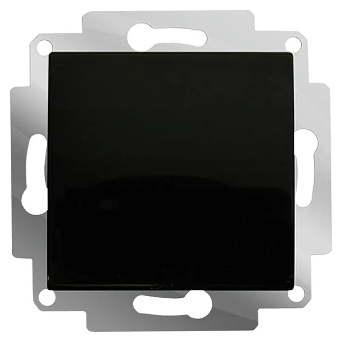 Voltomat ART Wechselschalter 6 Stück - Schwarz, Unterputzmontage, 10 A, 6 Stk. - Quadratischer schwarzer Lichtschalter mit silberner Montageplatte. Ideal für moderne Innenräume mit seinem schlanken und minimalistischen Design.