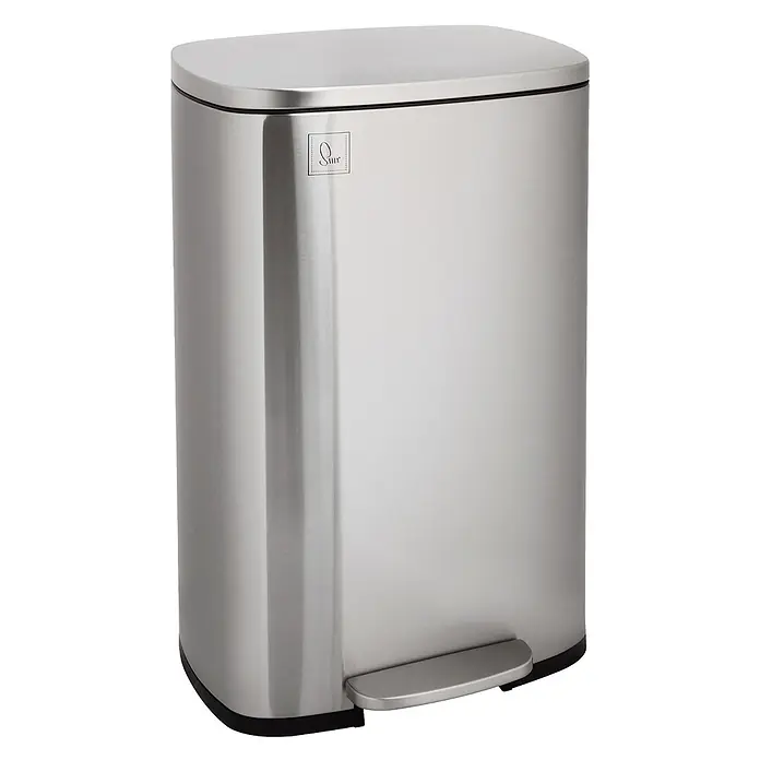 SVITA Treteimer TQ50 - 50 l, Metall, Silber - Silberner Treteimer aus Edelstahl mit rechteckiger Form.