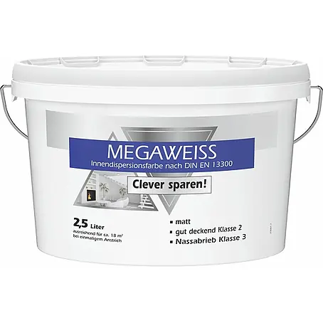 Bricoflor  Wandfarbe 2,5 Liter, Weiss