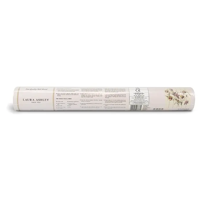 Laura Ashley Fototapete Gosford - Vlies - Eine in Plastik verpackte Rolle Laura Ashley Feinqualitäts-Wandtapete mit Blumenmuster und Anwendungsanweisungen.