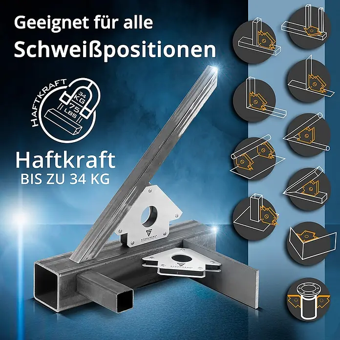 STAHLWERK Schweiß-Winkelmagnet 2 × Magnet-Schweißwinkel 45° x 90° x 135°, 34 kg - 
