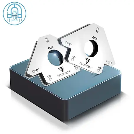 STAHLWERK  Schweiß-Winkelmagnet 2 × Magnet-Schweißwinkel 45° x 90° x 135°, 34 kg