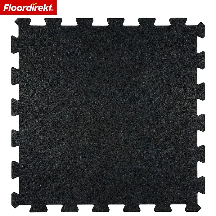 Floordirekt Fußbodenschutzmatte Gummi Steckmatte 50 x 50 cm Mittelstück - 50 x 50 cm, Schwarz