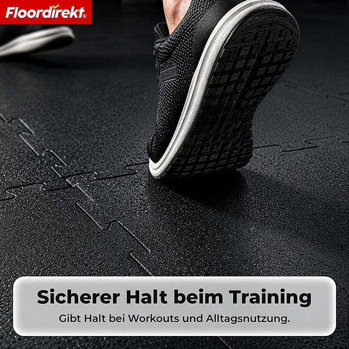 Floordirekt Fußbodenschutzmatte Gummi Steckmatte 50 x 50 cm Eckstück - 50 x 50 cm, Schwarz