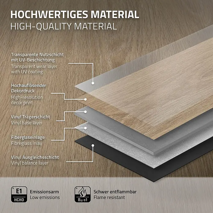 ML-Design Vinylboden Klickvinyl Golden Hour Eiche 4,62m²/21 Dielen 4,2mm Trittschalldämmung - Hellbraun, Landhausdiele