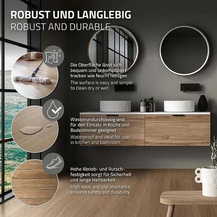 ML-Design Vinylboden Klickvinyl Golden Hour Eiche 4,62m²/21 Dielen 4,2mm Trittschalldämmung - Hellbraun, Landhausdiele