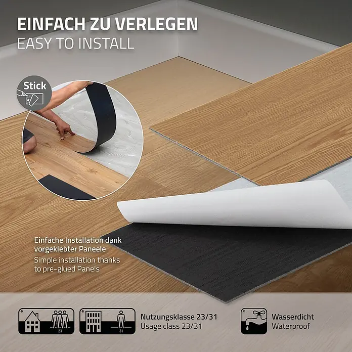ML-Design Vinylboden 2 x Paket Klebevinylboden ( 32 Stück = 4,46 m² ) - Braun, Landhausdiele