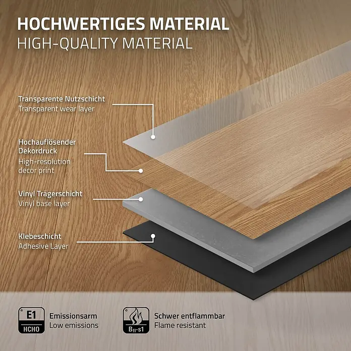 ML-Design Vinylboden 2 x Paket Klebevinylboden ( 32 Stück = 4,46 m² ) - Braun, Landhausdiele