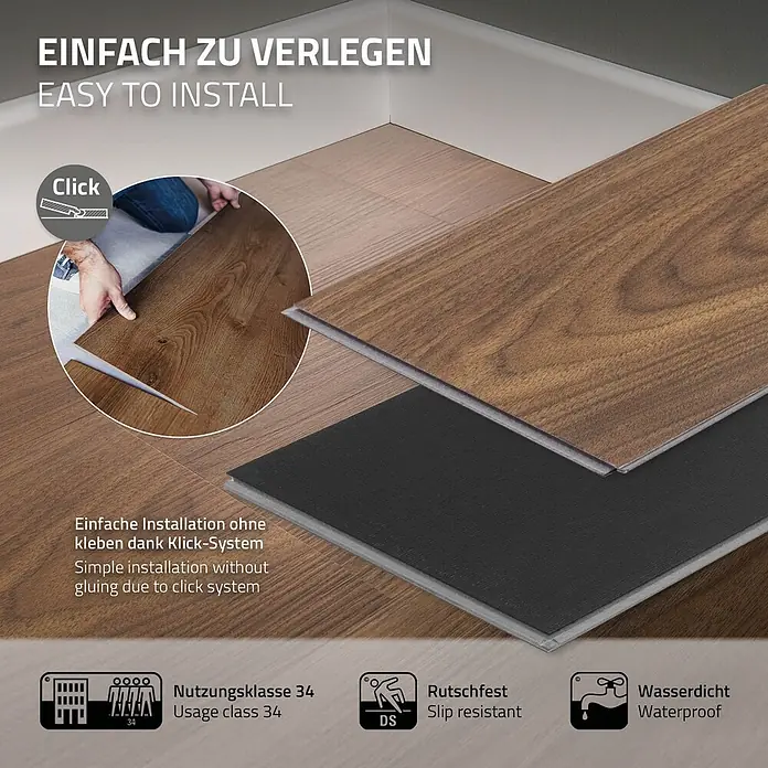 ML-Design Vinylboden Klickvinyl Outtrigger Eiche 3,08m²/14 Dielen 4,2mm Trittschalldämmung - Braun, Landhausdiele