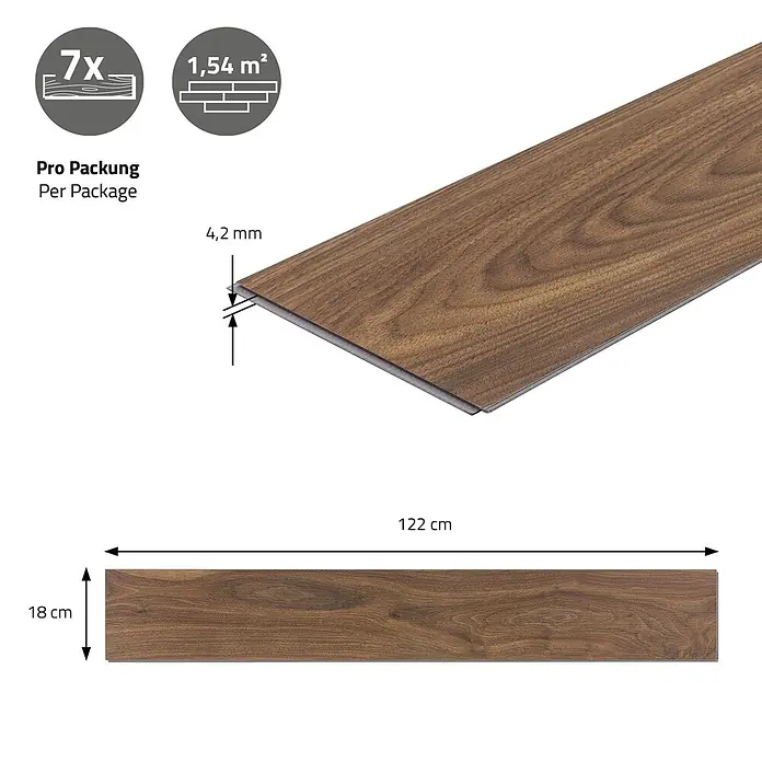 ML-Design Vinylboden Klickvinyl Outtrigger Eiche 3,08m²/14 Dielen 4,2mm Trittschalldämmung - Braun, Landhausdiele
